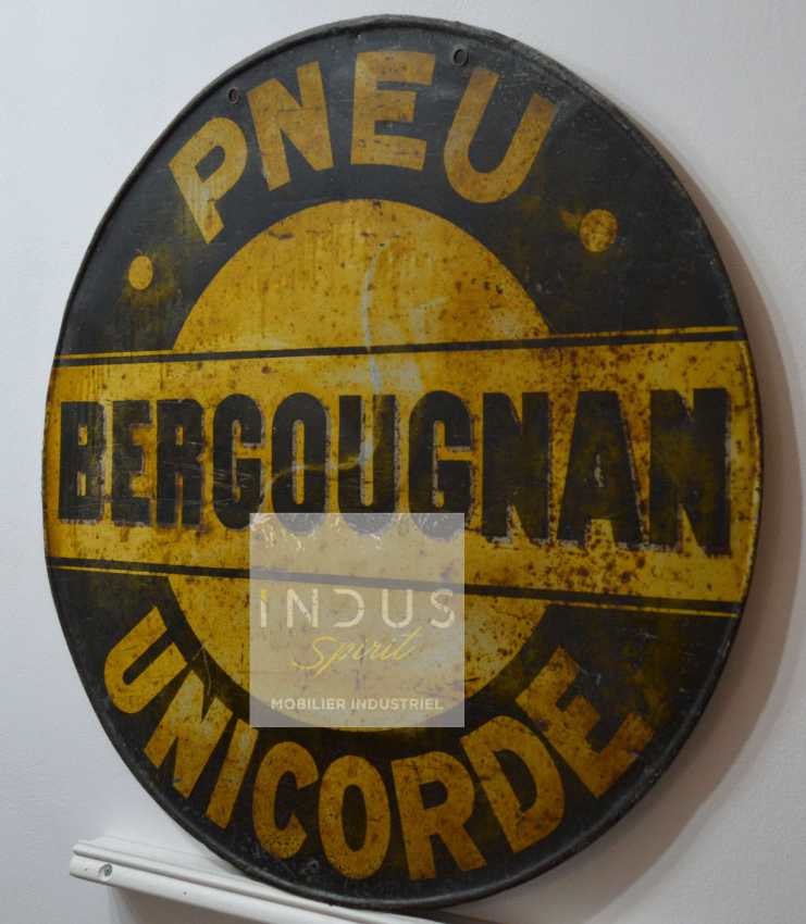 Tôle publicitaire pneu unicorde Bergougnan