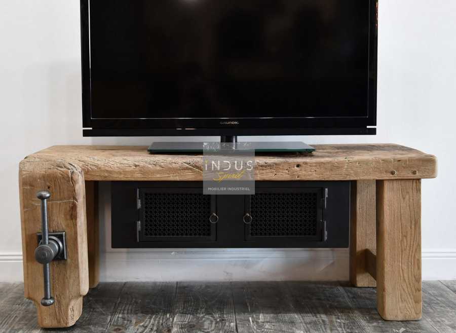 Petit meuble TV bois et métal