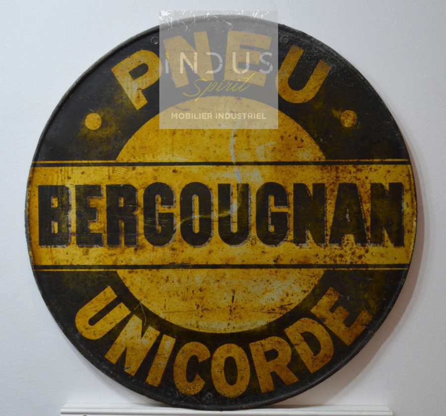 Tôle publicitaire pneu unicorde Bergougnan