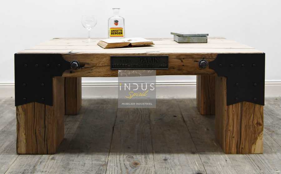 Table basse poutre bois et métal