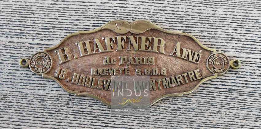 Ancienne plaque de coffre Haffner